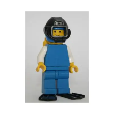 Plain Blue Torso with White Arms, Blue Legs, Blue Helmet, Black Underwater Visor, Yellow Air Tanks, Black Flippers - Diver