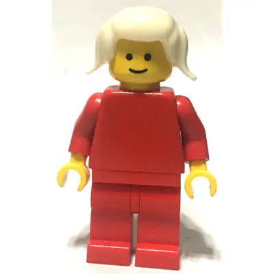 Plain Red Torso with Red Arms, Red Legs, White Pigtails Hair