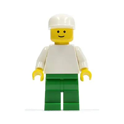 Plain White Torso with White Arms, Green Legs, White Cap, Standard Grin