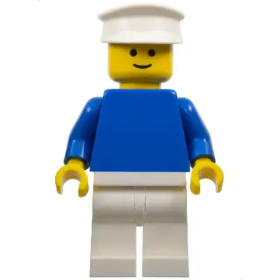 Plain Blue Torso with Blue Arms, White Legs, White Hat