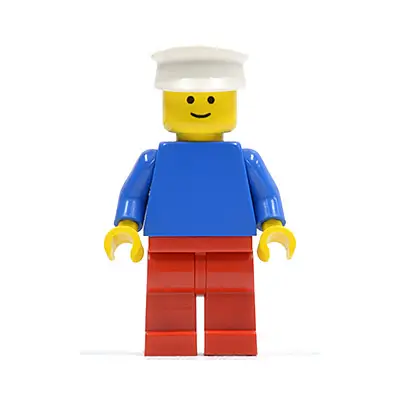 Plain Blue Torso with Blue Arms, Red Legs, White Hat