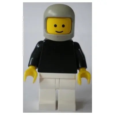 Plain Black Torso with Black Arms, White Legs, Light Gray Classic Helmet