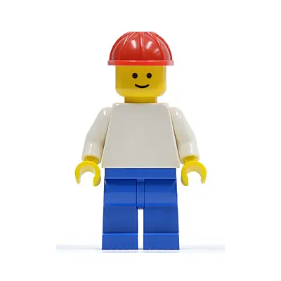 Plain White Torso with White Arms, Blue Legs, Red Construction Helmet