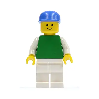 Plain Green Torso with White Arms, White Legs, Blue Cap