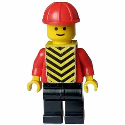 Plain Red Torso with Red Arms, Black Legs, Red Construction Helmet, Yellow Chevron Vest