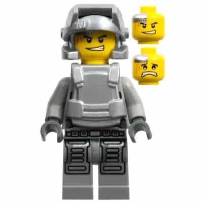 Power Miner - Engineer, Light Bluish Gray Outfit, Metallic Silver Armor and Helmet