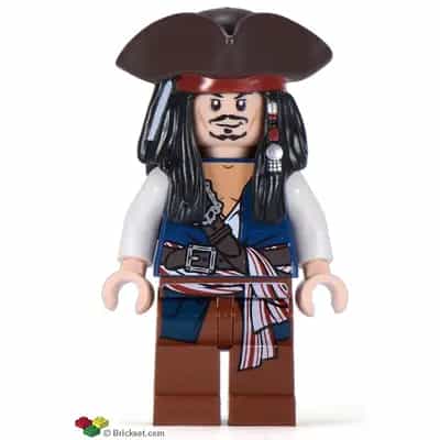 Captain Jack Sparrow - White Shirt, Dark Blue Plain Vest, Tricorne