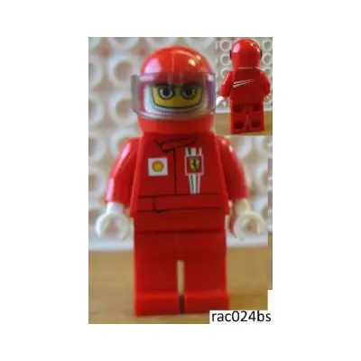 F1 Ferrari Driver with Helmet and Balaclava - with Torso Stickers on Front and Back