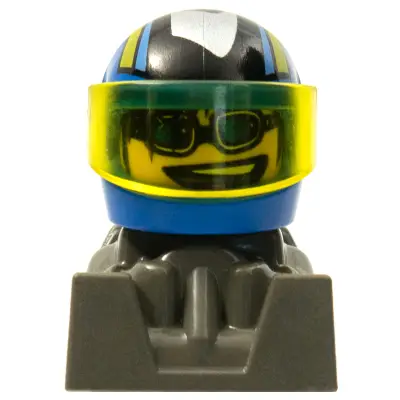 Racer, Blue Sunglasses, Blue Helmet with Pattern, Dark Gray Body