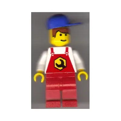Repair - Overalls Red with Wrench Pattern, Red Legs, Blue Cap