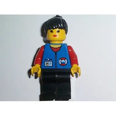 Coast Guard City Center - Red Collar & Arms, Black Legs, Black Ponytail Hair