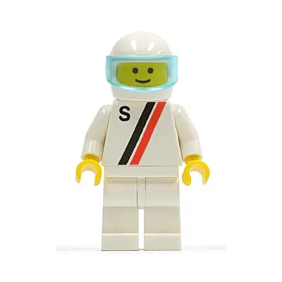 'S' - White with Red / Black Stripe, White Legs, White Helmet, Trans-Light Blue Visor