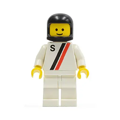 'S' - White with Red / Black Stripe, White Legs, Black Classic Helmet