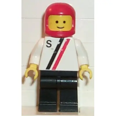 'S' - White with Red / Black Stripe, Black Legs, Red Classic Helmet