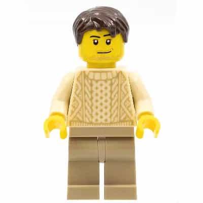 Race Visitor - Male, Tan Knit Sweater, Dark Tan Legs, Dark Brown Short Tousled Hair, Stubble