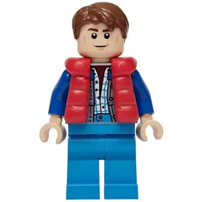 Marty McFly - Red Puffer Vest over Sand Blue Jacket, Blue Arms
