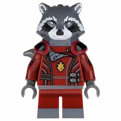 Rocket Raccoon - Dark Red Outfit, Dark Bluish Gray Head
