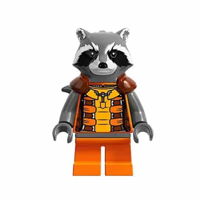 Rocket Raccoon - Orange and Reddish Brown Outfit, Dark Bluish Gray Head