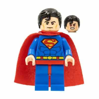 Superman - Blue Suit, Spongy Cape, Hair with Front Curl, Frown / Red Eyes