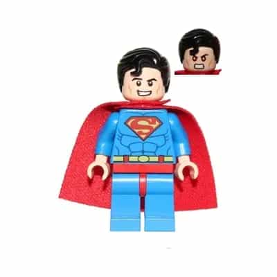 Superman - Blue Suit, Spongy Cape, Hair with Front Curl, Open Mouth / Red Eyes