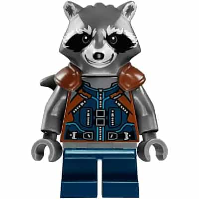 Rocket Raccoon - Dark Blue and Reddish Brown Outfit, Dark Bluish Gray Head