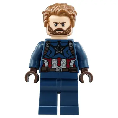 Captain America - Dark Blue Suit with Dark Brown Belt and Harness, Dark Brown Hands, Hair