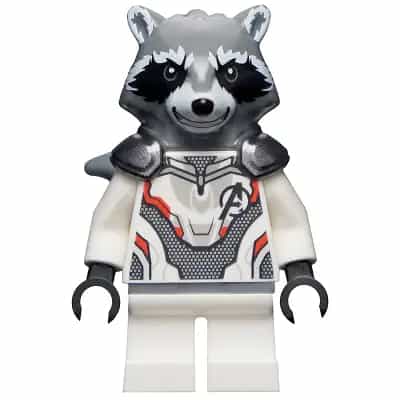 Rocket Raccoon - White Jumpsuit, Dark Bluish Gray Head