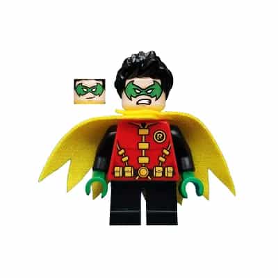 Robin - Green Mask and Hands, Black Short Legs, Yellow Scalloped Cape
