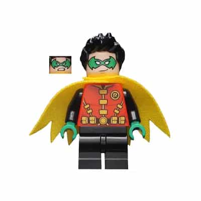 Robin - Green Mask and Hands, Black Medium Legs, Yellow Scalloped Cape