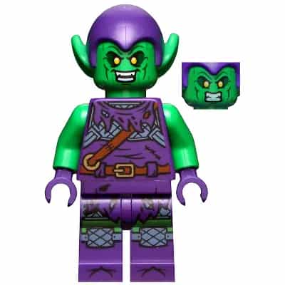 Green Goblin - Bright Green Skin, Dark Purple Outfit, Small Yellow Eyes, Printed Legs