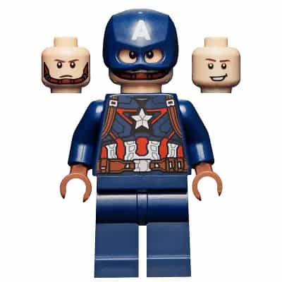Captain America - Dark Blue Suit with Reddish Brown Belt and Harness, Reddish Brown Hands, Helmet