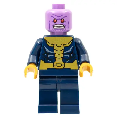 Thanos - Minifigure, Dark Blue and Gold Outfit, Dark Blue Arms, Pearl Gold Hands, Plain Legs