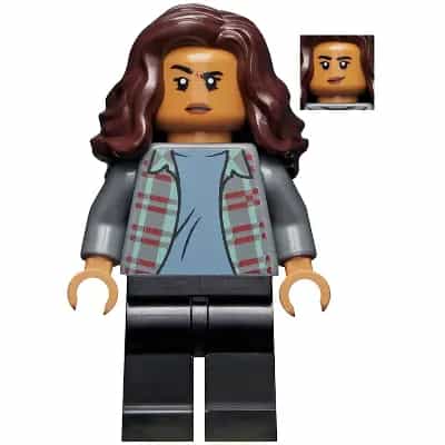 MJ (Michelle Jones) - Dark Bluish Gray Plaid Jacket, Dark Brown Wavy Hair