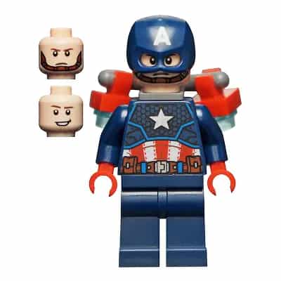 Captain America - Dark Blue Suit with Reddish Brown Belt, Red Hands, Helmet, Jet Pack