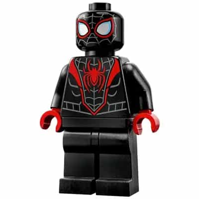 Spider-Man (Miles Morales) - Dark Bluish Gray Webbing on Head, Red Hands
