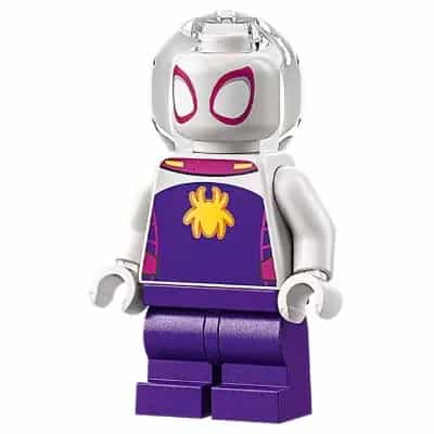 Ghost-Spider (Gwen Stacy) - Dark Purple Medium Legs, Trans-Clear Fishbowl Helmet, Yellow Spider Logo