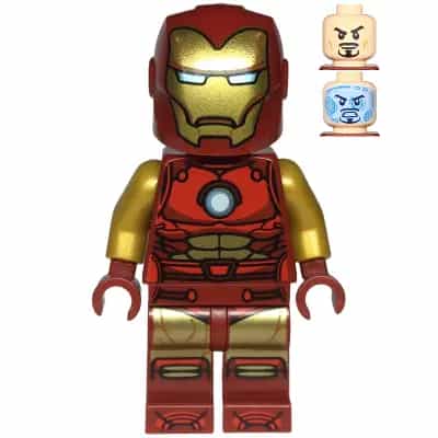 Iron Man - Dark Red and Gold Armor, Round Arc Reactor, Pearl Gold Arms, One Piece Helmet