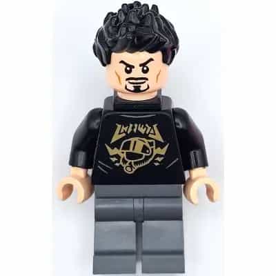 Tony Stark - Black Shirt with Gold Helmet, Pin Holder on Back