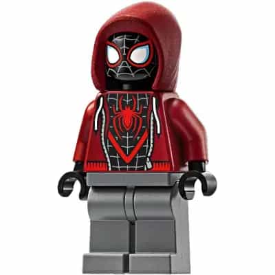 Spider-Man (Miles Morales) - Dark Red Hood, Dark Bluish Gray Legs