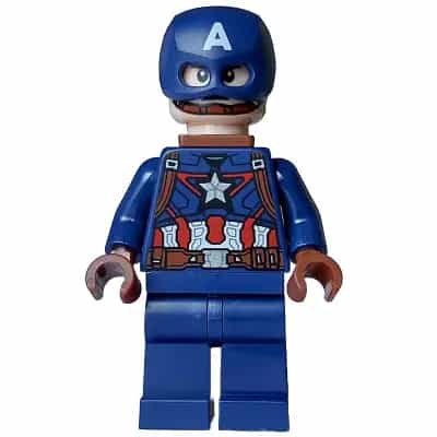 Captain America - Dark Blue Suit with Reddish Brown Belt and Harness, Reddish Brown Hands, Helmet, Neck Bracket