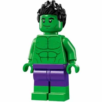 Hulk - Minifigure, Dark Purple Pants, Spiked Hair, Lopsided Grin / Angry