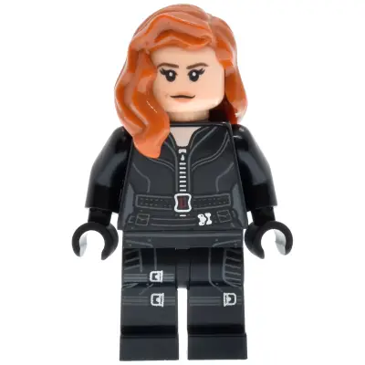 Black Widow - Black Jumpsuit, Dark Orange Mid-Length Hair, Printed Legs, Black Hands, Dark Brown Eyebrows