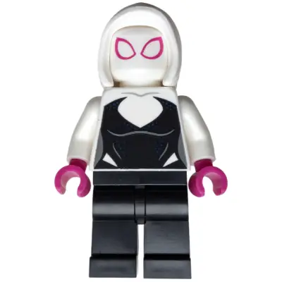 Ghost-Spider / Spider-Gwen (Gwen Stacy) - Black Legs, White Basic Smooth Hood, Magenta Hands