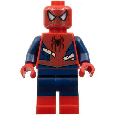 Spider-Man - Dark Blue Arms and Legs, Red Boots, Silver Webbing, Light Nougat Costume Tears