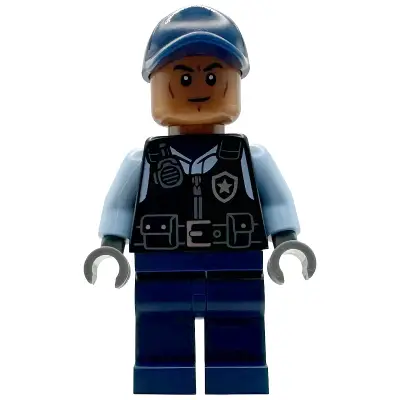 Security Guard Arkham Asylum - Male, Dark Blue Cap, Black Vest