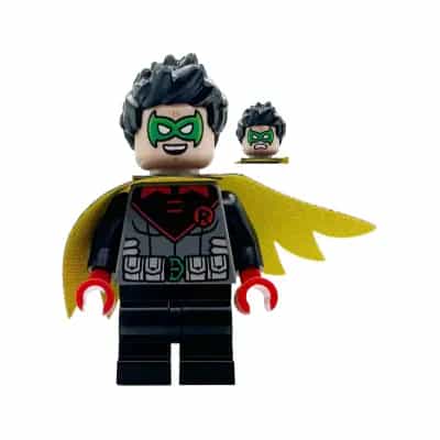 Robin - Green Mask, Red Hands, Black Medium Legs, Scalloped Asymmetrical Cape Black and Yellow Sides