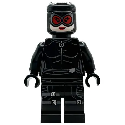 Catwoman - Black Suit and Mask, Red Lenses, Leg Straps