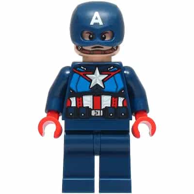 Captain America - Dark Blue Suit with Dark Blue Belt, Red Hands, Helmet