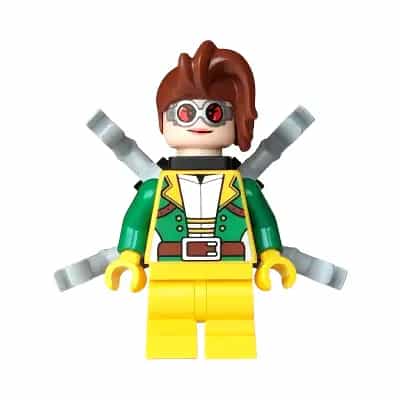 Doc Ock - Female, Medium Legs, Green Open Jacket, Round Goggles, Light Bluish Gray Arms