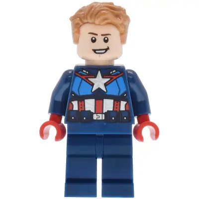 Captain America - Dark Blue Suit with Dark Blue Belt, Red Hands, Hair
